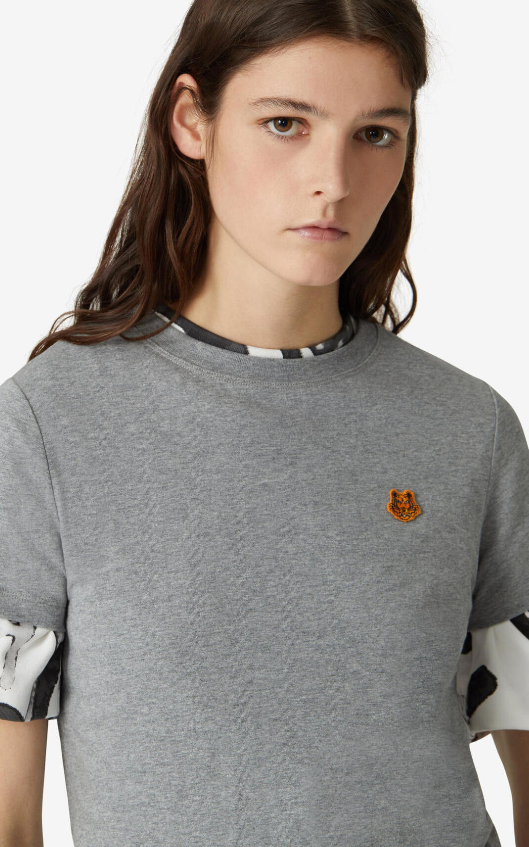 Camisetas Kenzo Tiger Crest Mujer Gris VRG379604